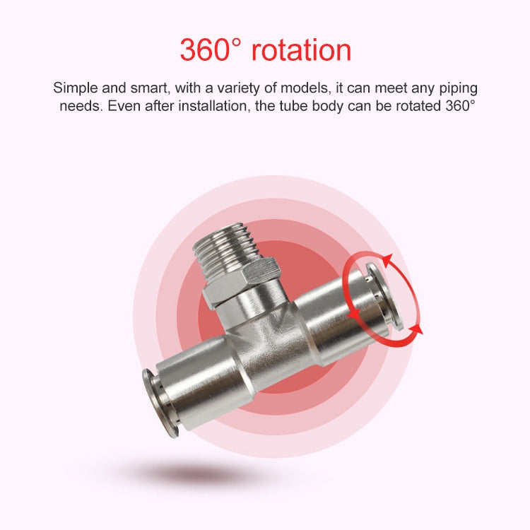 PB6-04 LAIZE Nickel Plated Copper Male Tee Branch Pneumatic Quick Connector - Interface Series by LAIZE | Online Shopping UK | buy2fix