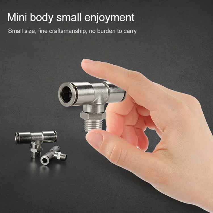 PB8-02 LAIZE Nickel Plated Copper Male Tee Branch Pneumatic Quick Connector by LAIZE