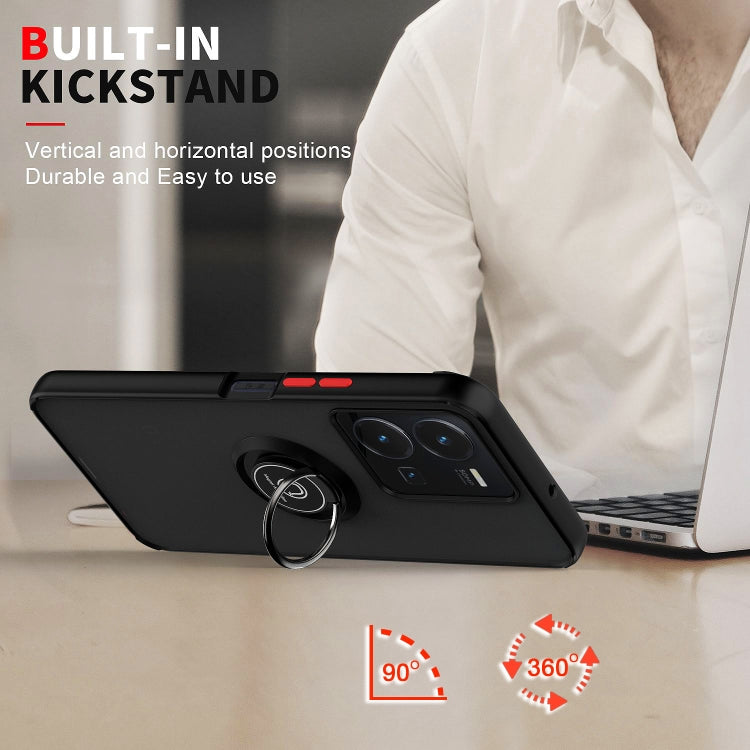 For vivo Y35 Q Shadow 1 Series TPU + PC Phone Case with Ring(Yellow) by buy2fix