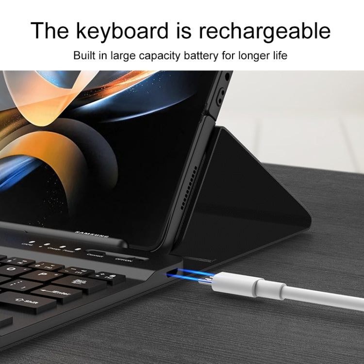 For Samsung Galaxy Z Fold4 5G Magnetic Folding Bluetooth Keyboard Leather Case(Black) - Samsung Keyboard by buy2fix | Online Shopping UK | buy2fix
