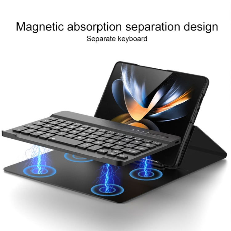 For Samsung Galaxy Z Fold4 5G Magnetic Folding Bluetooth Keyboard Leather Case(Black) - Samsung Keyboard by buy2fix | Online Shopping UK | buy2fix