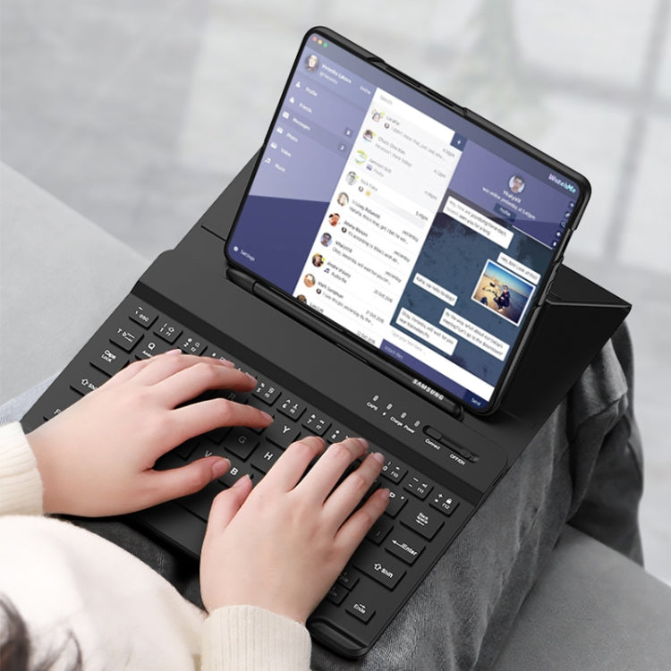 For Samsung Galaxy Z Fold4 5G Magnetic Folding Bluetooth Keyboard Leather Case(Black) - Samsung Keyboard by buy2fix | Online Shopping UK | buy2fix