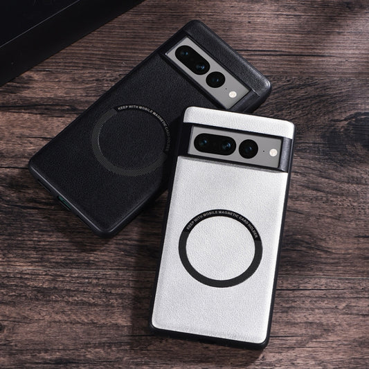 For Google Pixel 7 Magsafe Magnetic Ring Leather Texture Phone Case(Red) by buy2fix