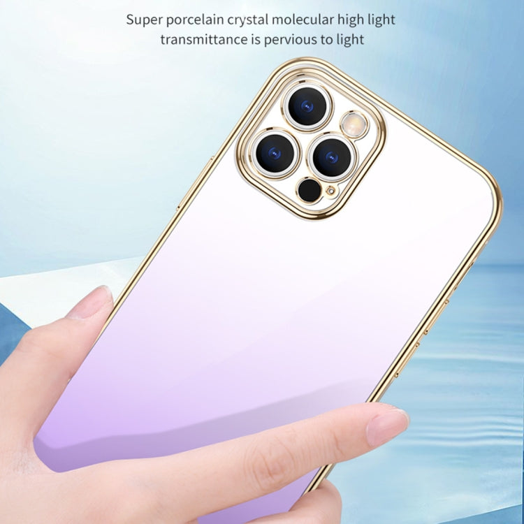For iPhone 14 Pro Max SULADA Iridescence Series Plating Transparent Gradient Phone Case(Gold) by SULADA