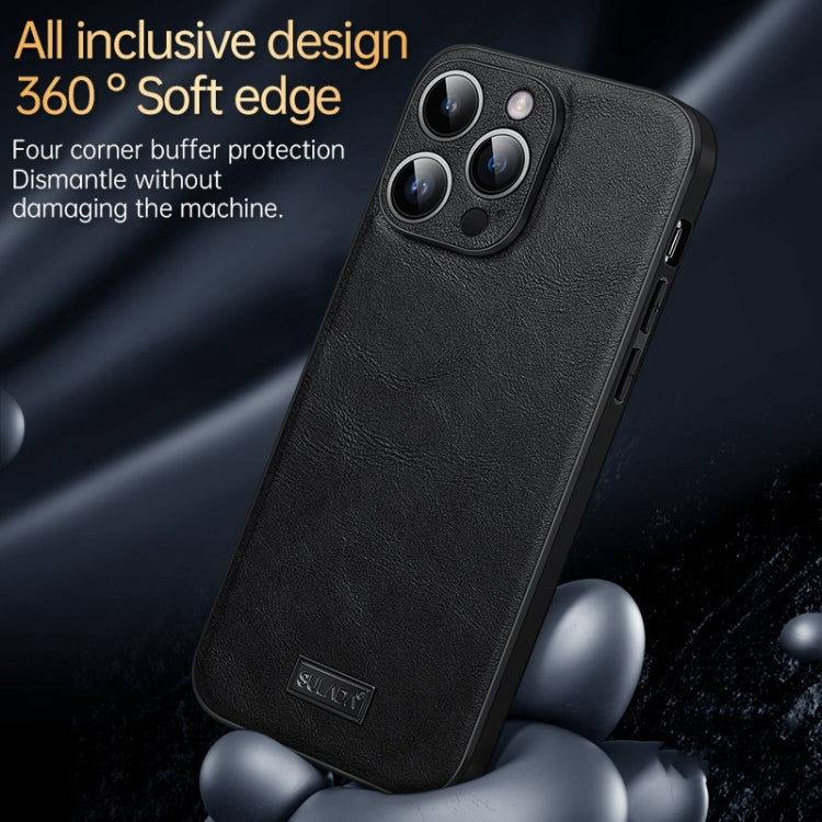 For iPhone 14 Plus SULADA Shockproof TPU + Handmade Leather Phone Case(Black) by SULADA