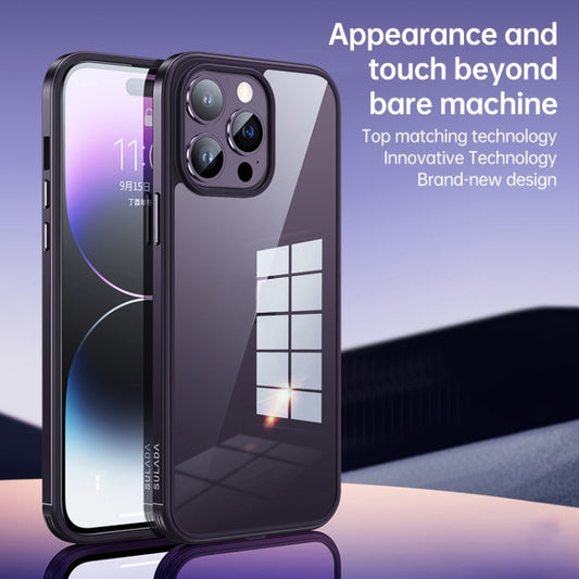 For iPhone 14 Pro SULADA Metal Frame + Nano Glass + TPU Phone Case(Dark Purple) by SULADA