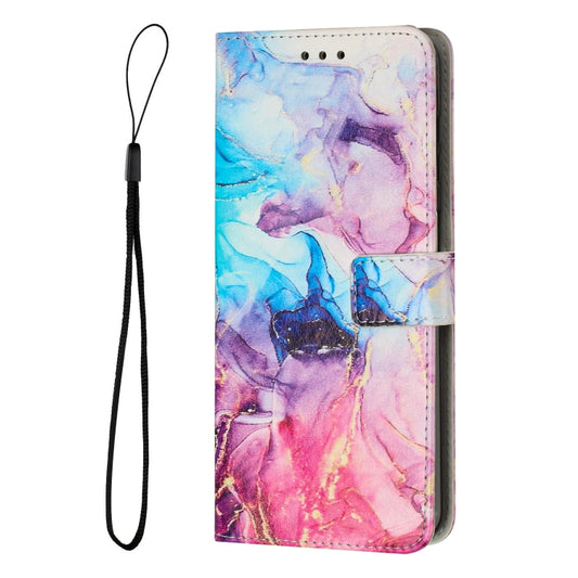For Samsung Galaxy S23+ 5G Painted Marble Pattern Leather Phone Case(Pink Purple) by buy2fix