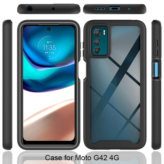 For Motorola Moto G42 Starry Sky Full Body Hybrid Shockproof Phone Case(Light Blue) by buy2fix