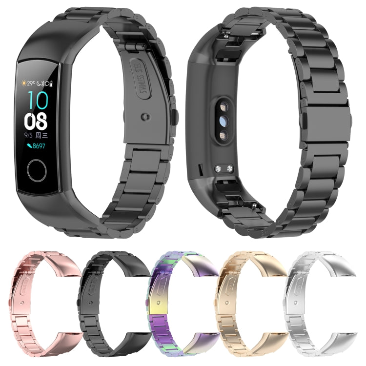 For Huawei Honor Band 4 (CRS-B19) / Honor Band 5 (CRS-B19S) Three Beads Steel Wrist Strap Watchband(Black) by buy2fix