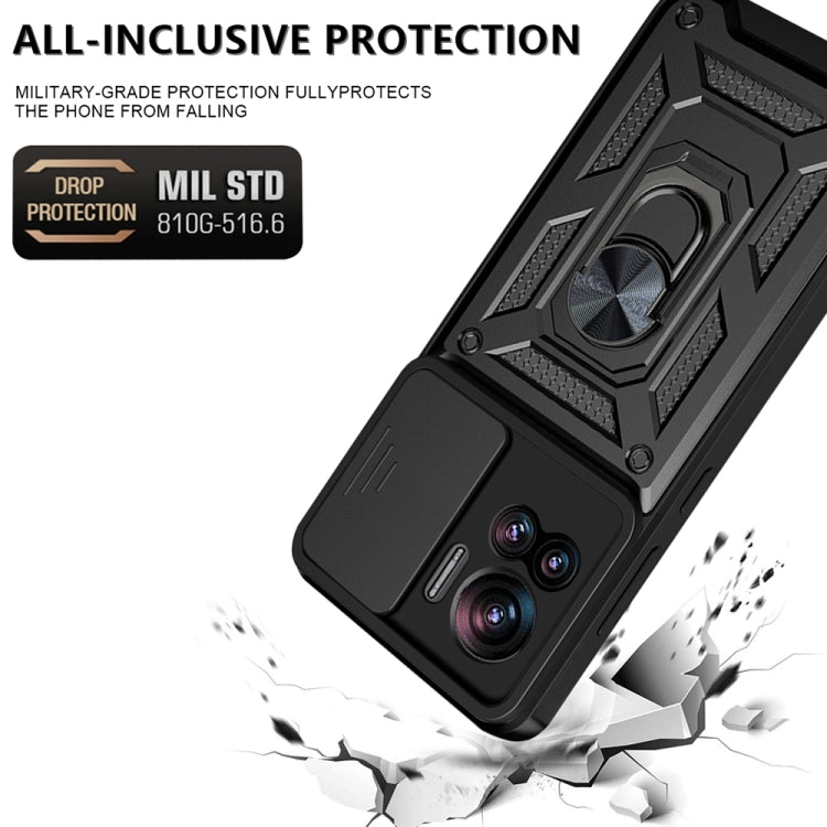 For Motorola Edge 30 Ultra Sliding Camera Cover Design TPU+PC Phone Case(Blue) - Motorola Cases by buy2fix | Online Shopping UK | buy2fix
