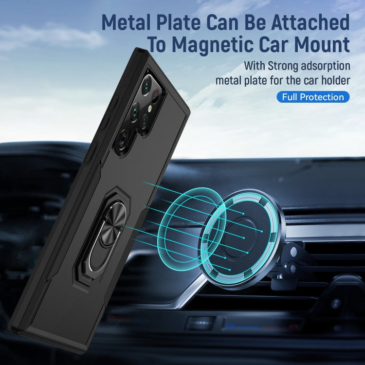 For Samsung Galaxy S23 Ultra 5G Pioneer Armor PC + TPU Holder Phone Case(Black) - Galaxy S23 Ultra 5G Cases by buy2fix | Online Shopping UK | buy2fix