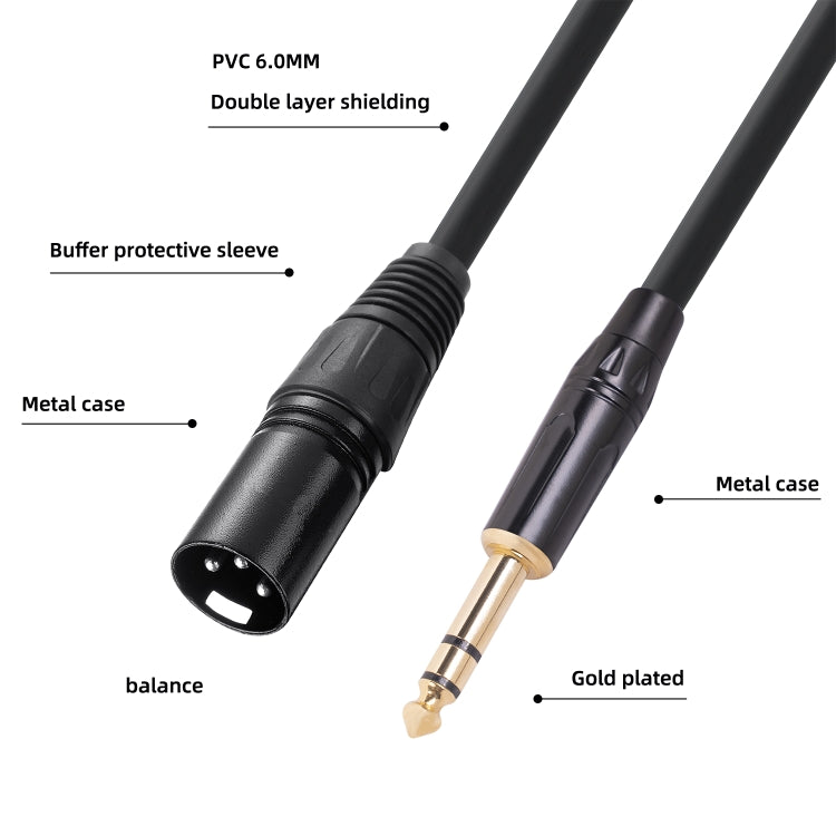TC145BK19 6.35mm 1/4 inch TRS Male to XLR 3pin Male Audio Cable, Length:1.8m - Microphone Audio Cable & Connector by buy2fix | Online Shopping UK | buy2fix