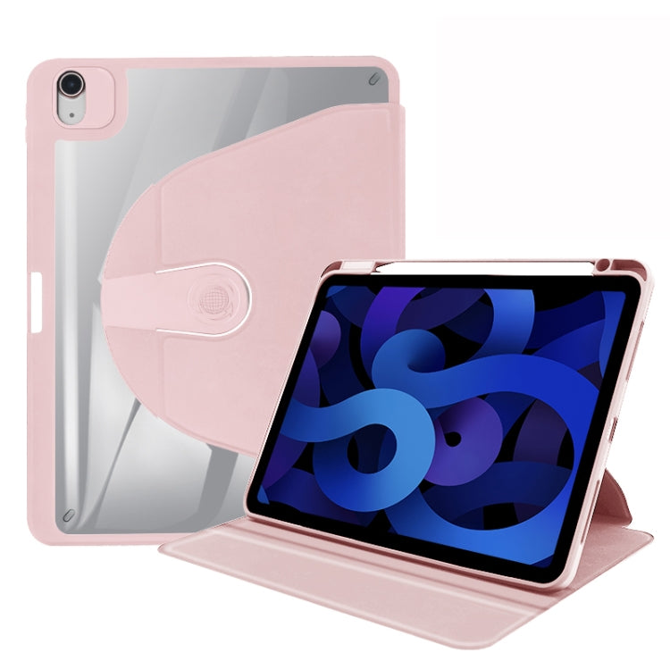 For iPad Pro 12.9 2022 / 2021 / 2020 / 2018 Acrylic 360 Degree Rotation Holder Tablet Leather Case(Baby Pink) - iPad Pro 12.9 (2022/2021) Cases by buy2fix | Online Shopping UK | buy2fix
