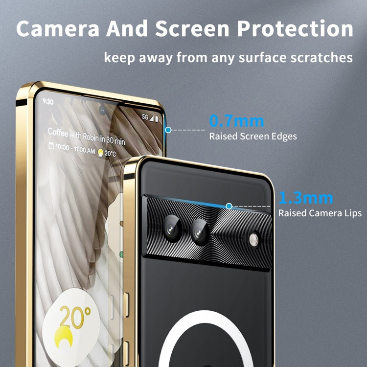 For Google Pixel 7a MagSafe Magnetic Frosted Metal Phone Case(Gold) - Google Cases by buy2fix | Online Shopping UK | buy2fix
