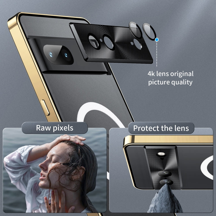 For Google Pixel 7a MagSafe Magnetic Frosted Metal Phone Case(Gold) - Google Cases by buy2fix | Online Shopping UK | buy2fix