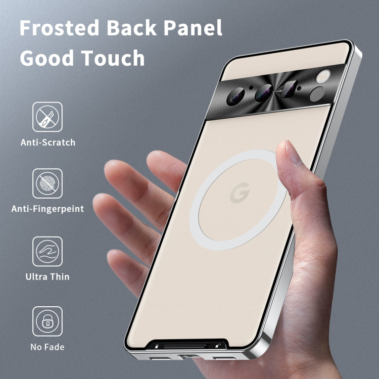 For Google Pixel 8 Pro MagSafe Magnetic Frosted Metal Phone Case(Silver) - Google Cases by buy2fix | Online Shopping UK | buy2fix