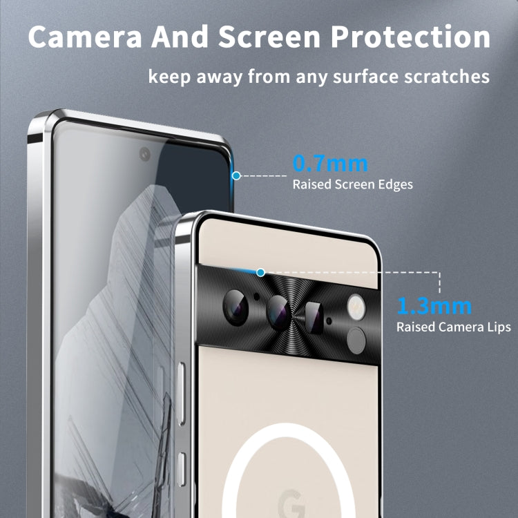 For Google Pixel 8 Pro MagSafe Magnetic Frosted Metal Phone Case(Silver) - Google Cases by buy2fix | Online Shopping UK | buy2fix