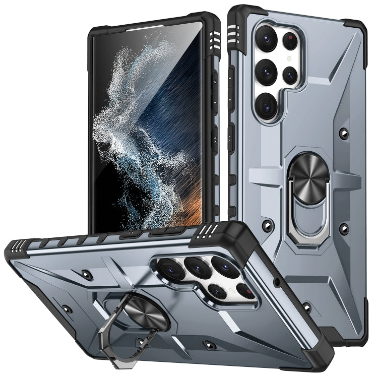 For Samsung Galaxy S23 Ultra 5G Ring Holder Phone Case(Grey) - Galaxy S23 Ultra 5G Cases by buy2fix | Online Shopping UK | buy2fix