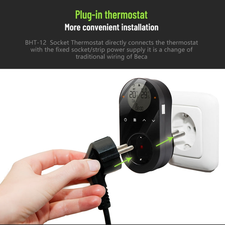 BHT12-CW Plug-in LCD Thermostat With WiFi, EU Plug(White) - Thermostat & Thermometer by buy2fix | Online Shopping UK | buy2fix
