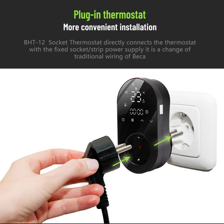 BHT12-E Plug-in LED Thermostat Without WiFi, EU Plug(White) - Thermostat & Thermometer by buy2fix | Online Shopping UK | buy2fix