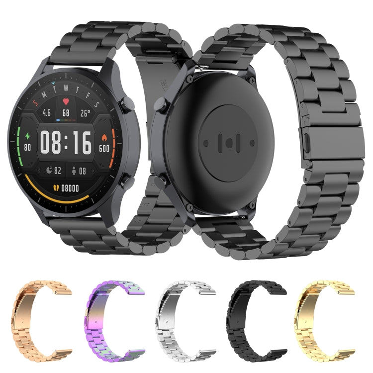 For Xiaomi Watch Color 22mm Three Beads Steel Wrist Strap Watchband(Black) by buy2fix