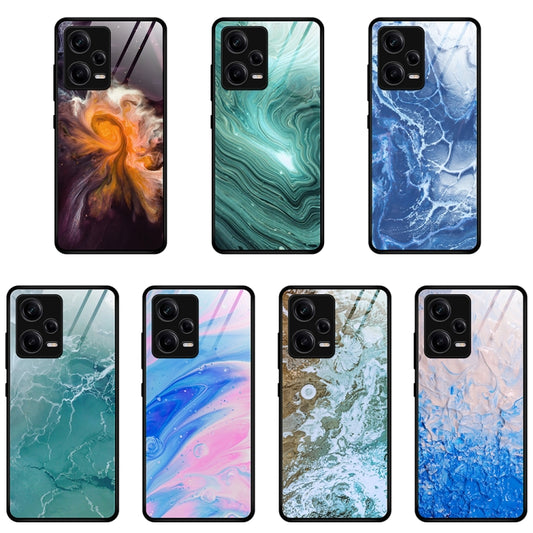 For Xiaomi Redmi Note 12 Pro 5G China Marble Pattern Glass Phone Case(Water Waves) by buy2fix