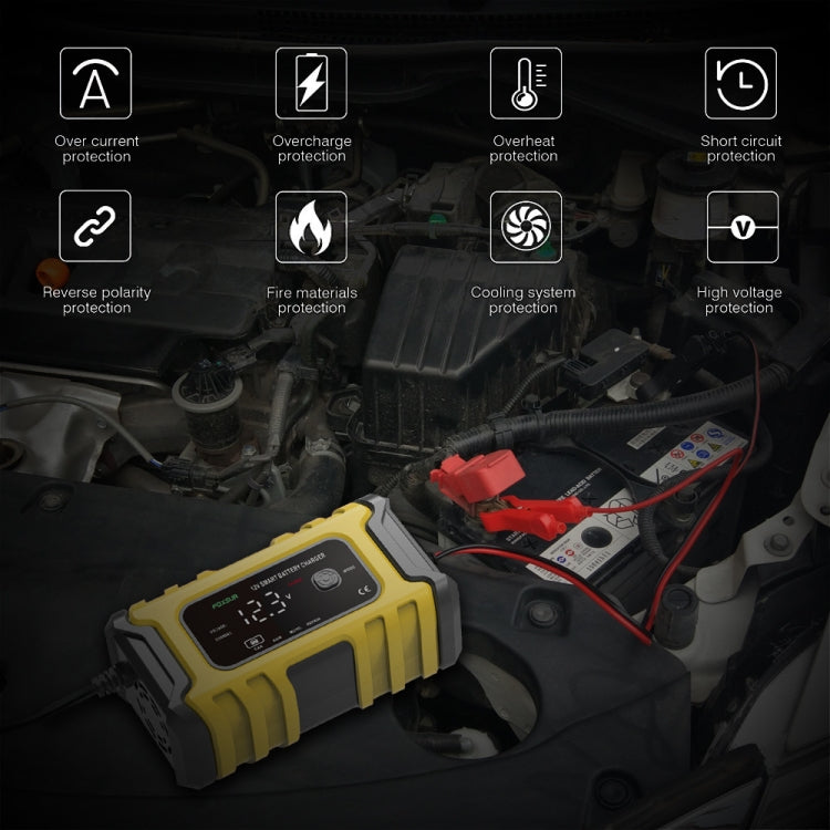 FOXSUR 6A 12V Motorcycle / Car Smart Battery Charger, Plug Type:US Plug(Yellow) by FOXSUR