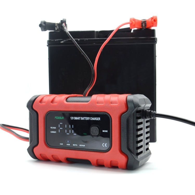 FOXSUR 6A 12V Motorcycle / Car Smart Battery Charger, Plug Type:US Plug(Red) - Battery Charger by FOXSUR | Online Shopping UK | buy2fix