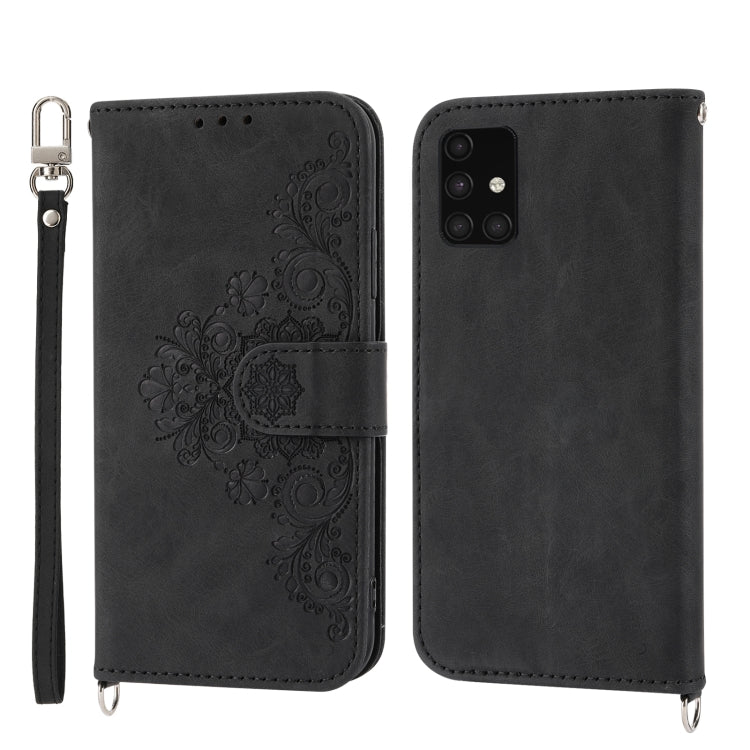 For Nothing Phone 1 Skin-feel Flowers Embossed Wallet Leather Phone Case(Black) - Nothing Cases by buy2fix | Online Shopping UK | buy2fix