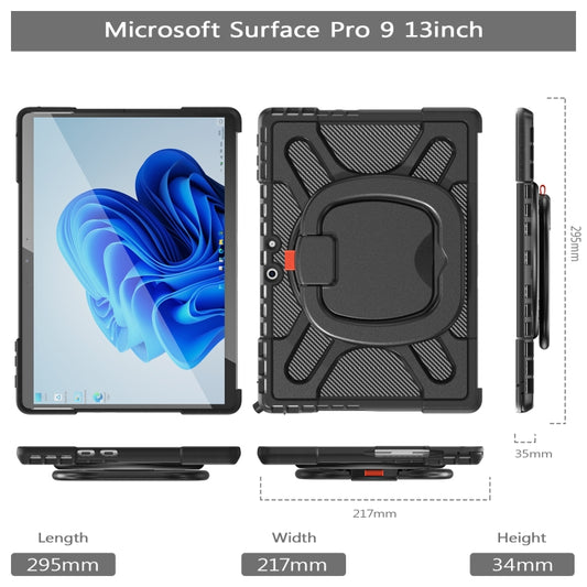 For MicroSoft Surface Pro 9 / 10 / 11 Handle Rotatable Kickstand Shockproof Tablet Case(Black) by buy2fix