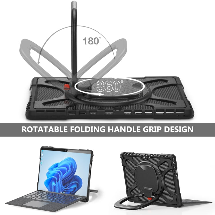 For MicroSoft Surface Pro 9 / 10 / 11 Handle Rotatable Kickstand Shockproof Tablet Case(Black) by buy2fix