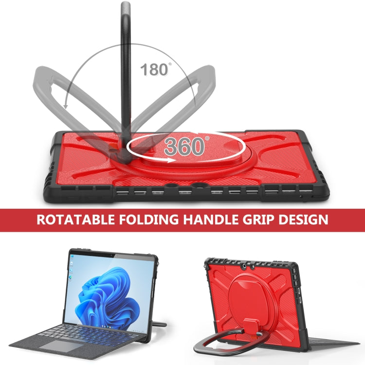 For MicroSoft Surface Pro 9 / 10 / 11 Handle Rotatable Kickstand Shockproof Tablet Case(Red) by buy2fix