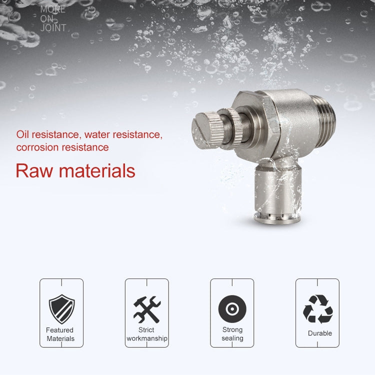 SL6-M5 LAIZE Nickel Plated Copper Male Thread Throttle Valve Pneumatic Connector - Interface Series by LAIZE | Online Shopping UK | buy2fix