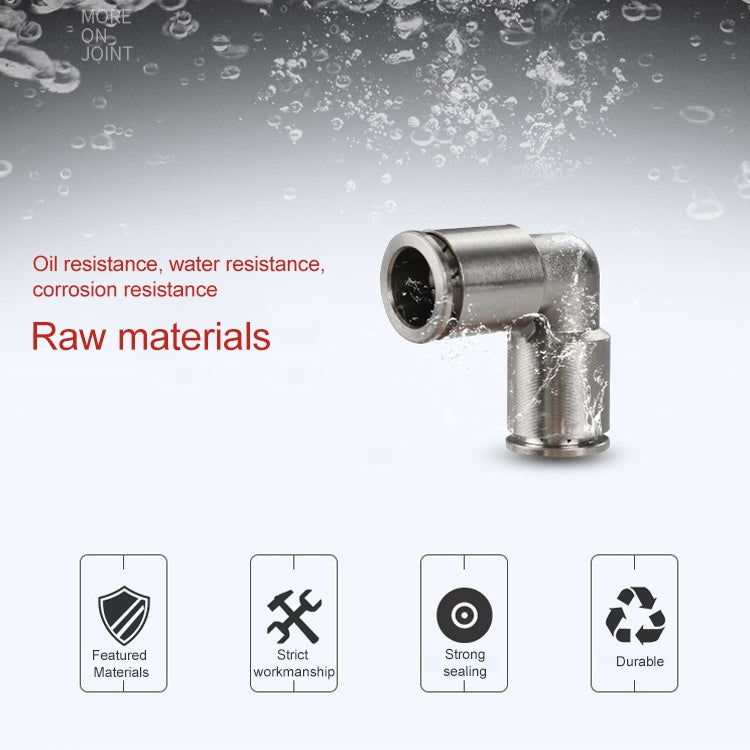 PV-8 LAIZE Nickel Plated Copper Elbow Pneumatic Quick Connector - Interface Series by LAIZE | Online Shopping UK | buy2fix