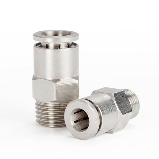 PC12-02 LAIZE Nickel Plated Copper Male Thread Straight Pneumatic Quick Connector by LAIZE