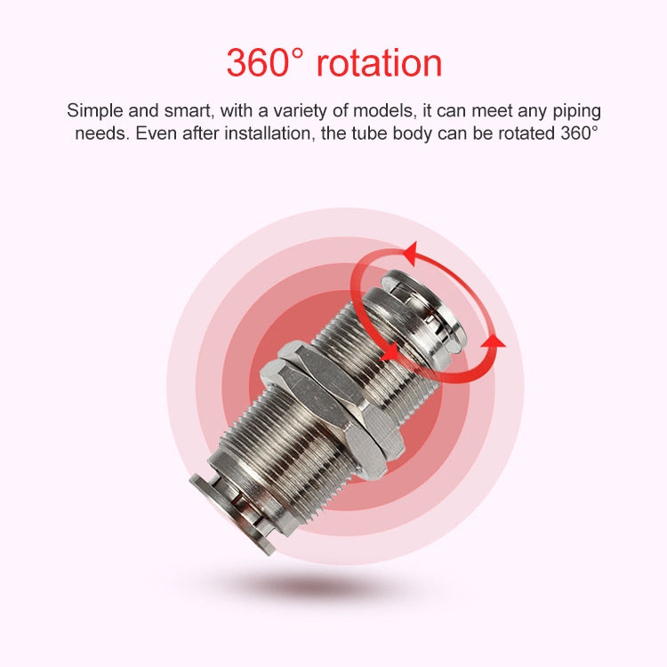 PM-8 LAIZE Nickel Plated Copper Bulkhead Straight Pneumatic Quick Connector - Interface Series by LAIZE | Online Shopping UK | buy2fix