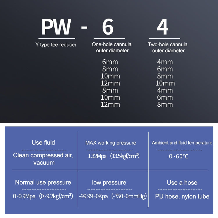 PW8-4 LAIZE 10pcs Plastic Y-type Tee Reducing Pneumatic Quick Fitting Connector - Interface Series by LAIZE | Online Shopping UK | buy2fix