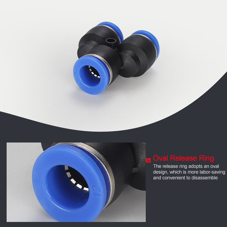 PW12-8 LAIZE 10pcs Plastic Y-type Tee Reducing Pneumatic Quick Fitting Connector - Interface Series by LAIZE | Online Shopping UK | buy2fix