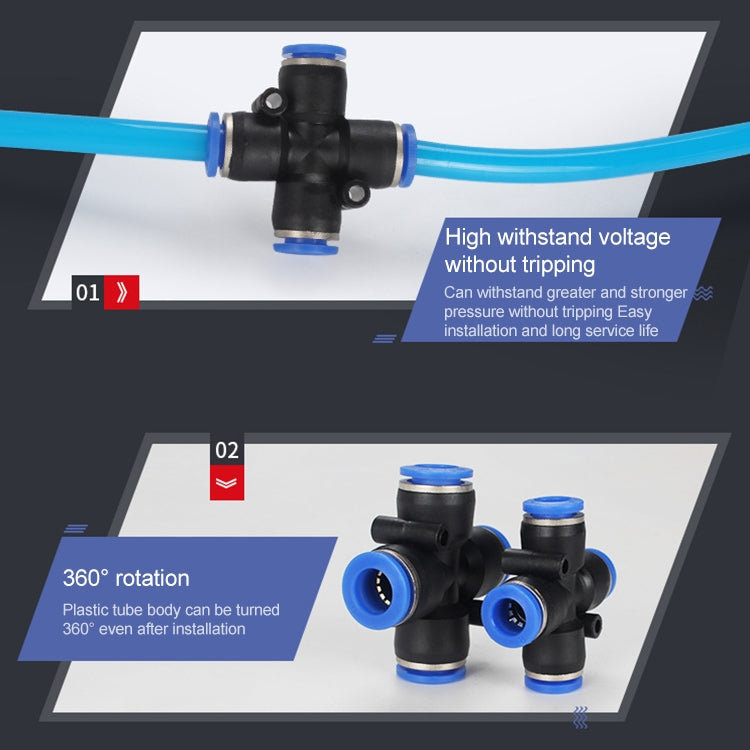 PZA-4 LAIZE 10pcs Plastic PZA Four-way Pneumatic Quick Fitting Connector by LAIZE