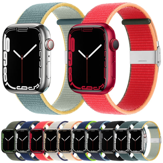 Metal Buckle Nylon Strap For Apple Watch Series 8&7 41mm / SE 2&6&SE&5&4 40mm / 3&2&1 38mm(Navy Blue) by buy2fix