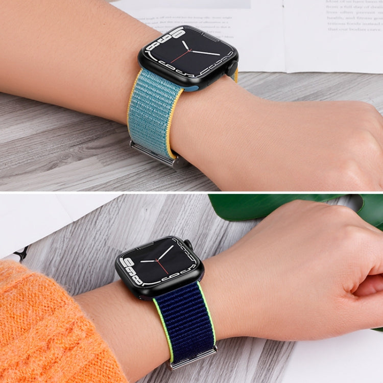 Metal Buckle Nylon Strap For Apple Watch Ultra 49mm / Series 8&7 45mm / SE 2&6&SE&5&4 44mm / 3&2&1 42mm(Olive Green) by buy2fix