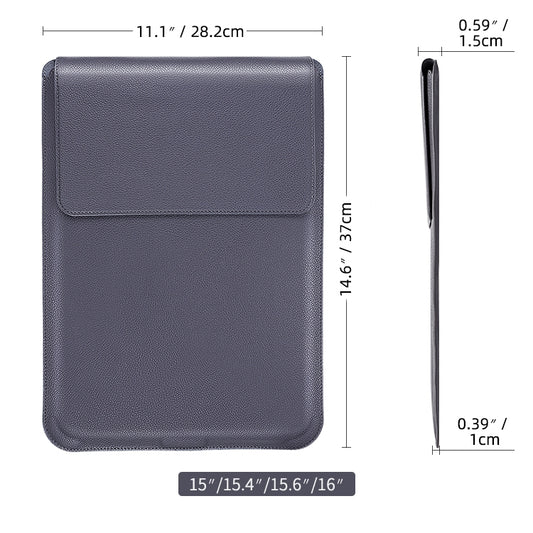 For MacBook 15 / 16 inch PU Leather 4 in 1 Laptop Bag with Functional Bracket(Dark Blue) by buy2fix