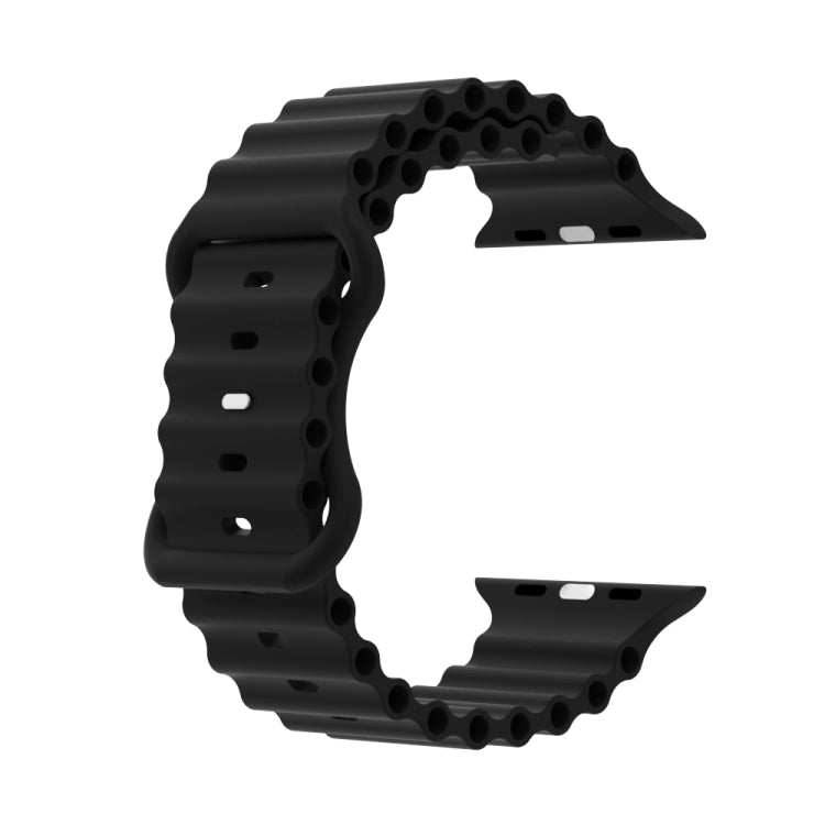 Ocean Style Silicone Watch Band For Apple Watch Ultra 49mm&Watch Ultra 2 49mm / Series 9&8&7 45mm / SE 3&SE 2&6&SE&5&4 44mm / 3&2&1 42mm(Black) - Watch Bands by buy2fix | Online Shopping UK | buy2fix