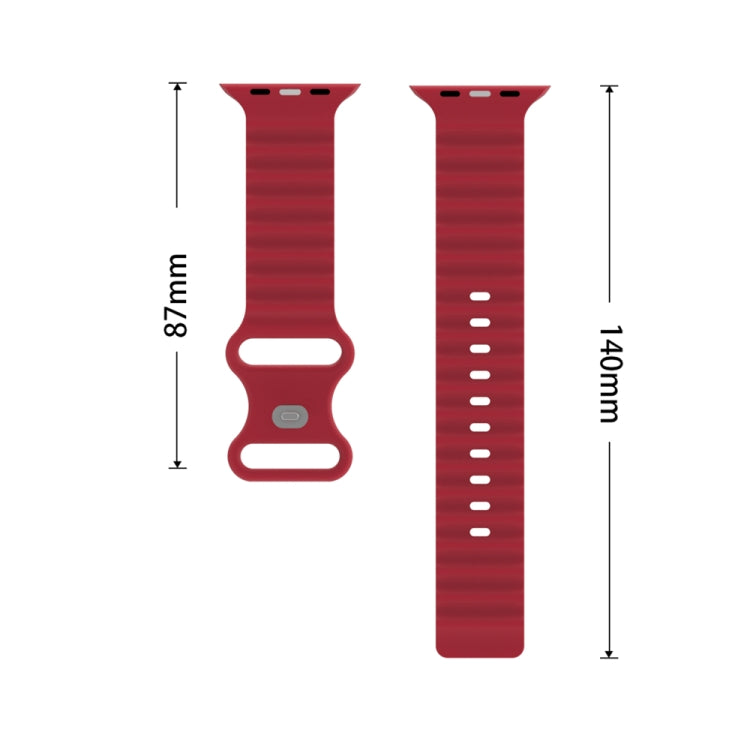 Ocean Style Silicone Watch Band For Apple Watch Ultra 49mm&Watch Ultra 2 49mm / Series 9&8&7 45mm / SE 3&SE 2&6&SE&5&4 44mm / 3&2&1 42mm(Black) - Watch Bands by buy2fix | Online Shopping UK | buy2fix