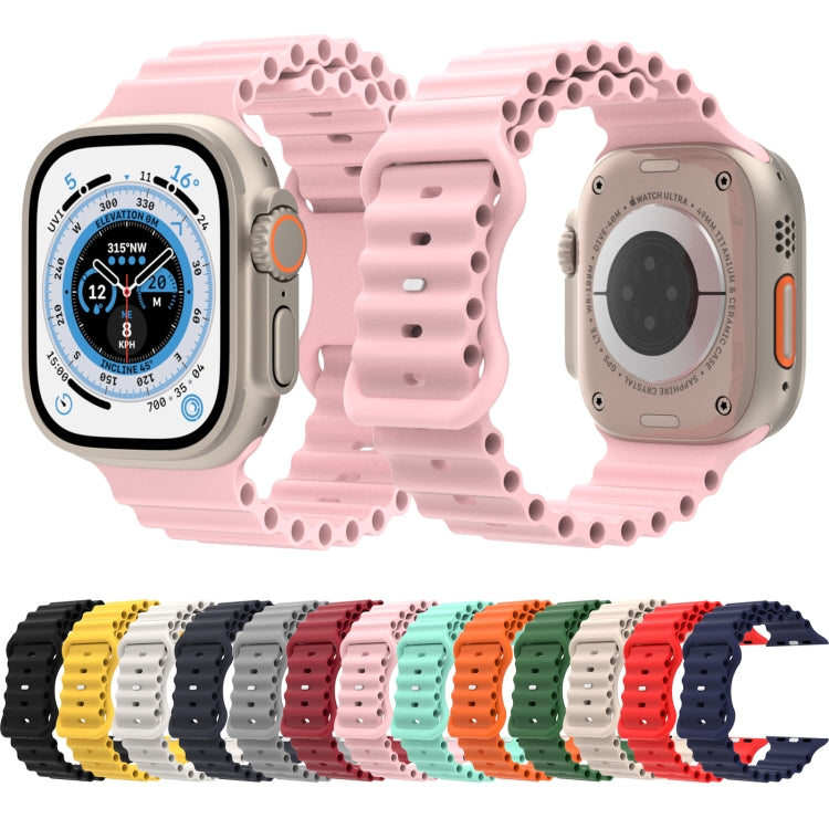 Ocean Style Silicone Watch Band For Apple Watch Ultra 49mm&Watch Ultra 2 49mm / Series 9&8&7 45mm / SE 3&SE 2&6&SE&5&4 44mm / 3&2&1 42mm(Black) - Watch Bands by buy2fix | Online Shopping UK | buy2fix
