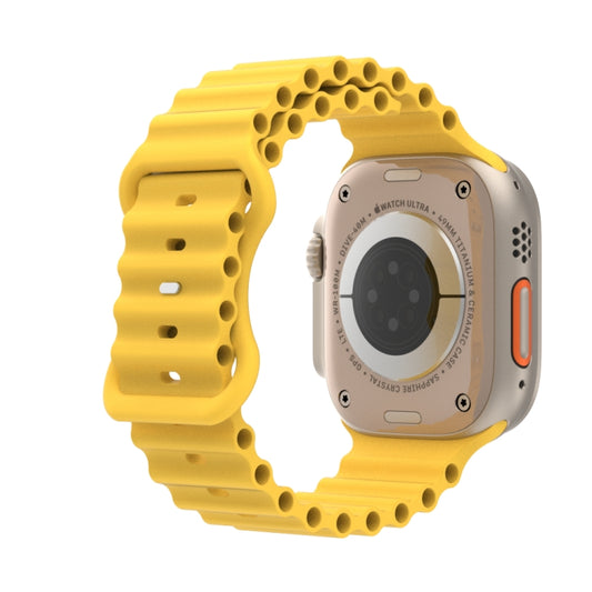 Ocean Style Silicone Watch Band For Apple Watch Series 9&8&7 41mm / SE 3&SE 2&6&SE&5&4 40mm / 3&2&1 38mm(Yellow) - Watch Bands by buy2fix | Online Shopping UK | buy2fix