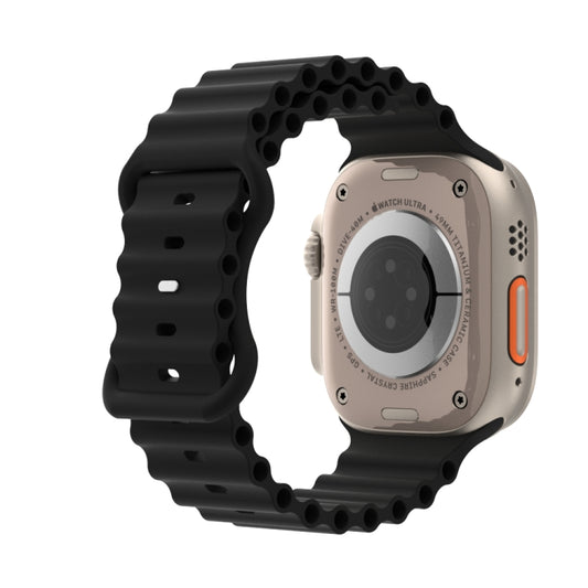 Ocean Style Silicone Watch Band For Apple Watch Series 9&8&7 41mm / SE 3&SE 2&6&SE&5&4 40mm / 3&2&1 38mm(Black) by buy2fix