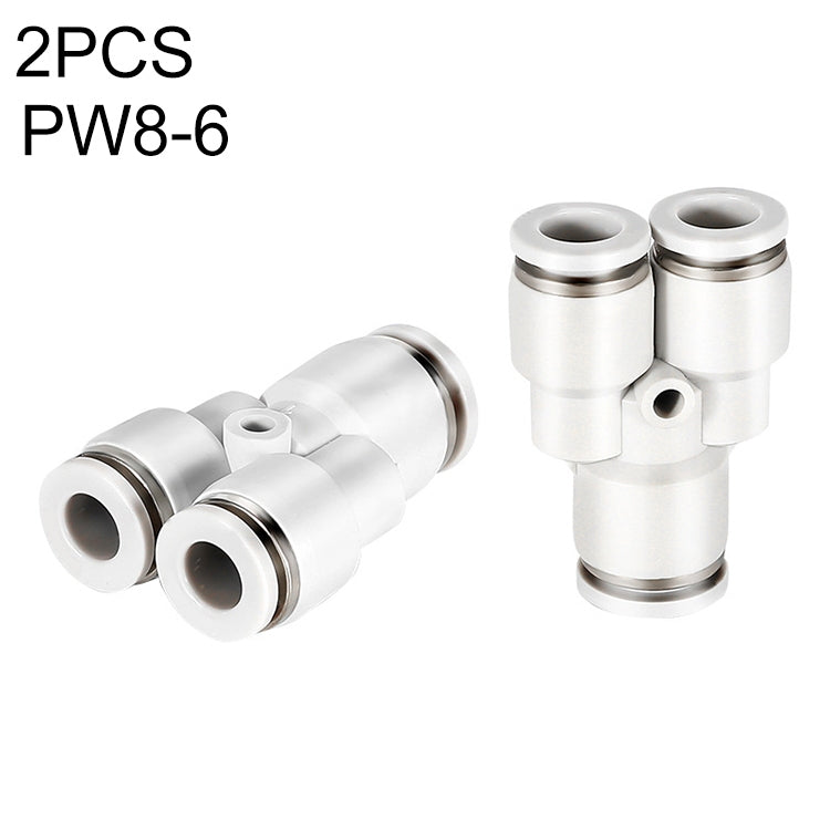 PW8-6 LAIZE 2pcsPW Y-type Tee Reducing Pneumatic Quick Fitting Connector - Interface Series by LAIZE | Online Shopping UK | buy2fix