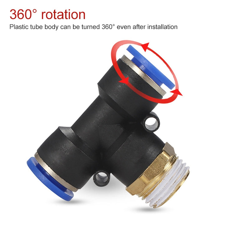 PB12-03 LAIZE Plastic T-type Tee Male Thread Pneumatic Quick Connector - by LAIZE | Online Shopping UK | buy2fix