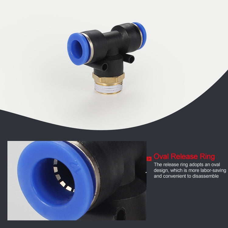 PB12-03 LAIZE Plastic T-type Tee Male Thread Pneumatic Quick Connector - by LAIZE | Online Shopping UK | buy2fix